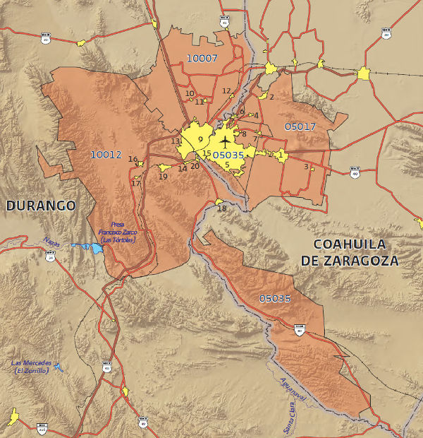 Mapa Zona Metropolitana de La Laguna