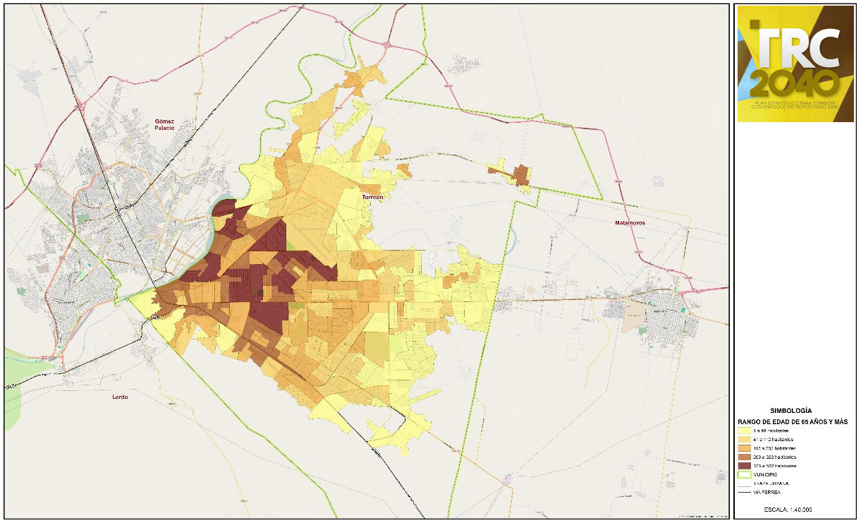 Poblacion de 65 años y mas en Torreon