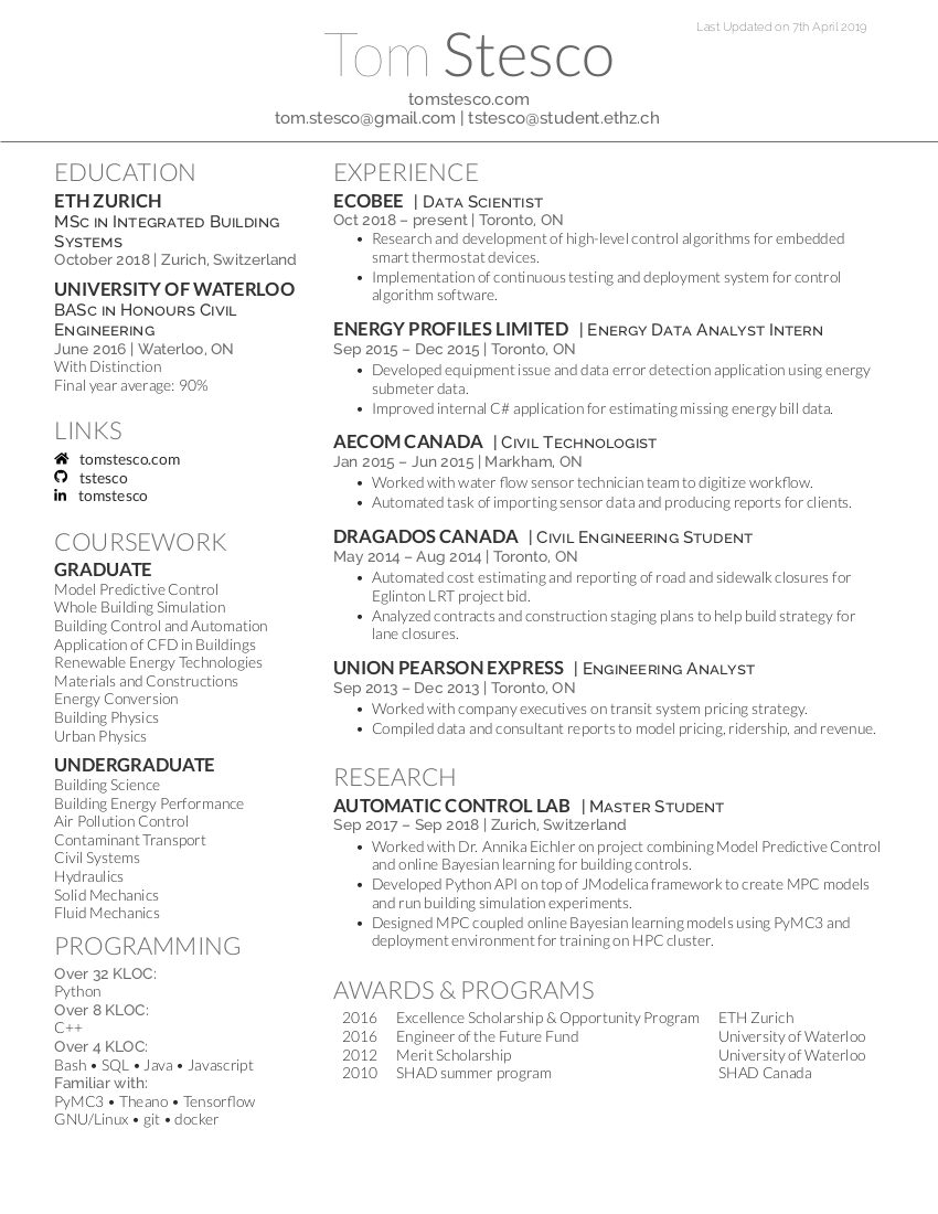 GitHub - TStesco/tstesco-resume: A one page, two asymmetric column ...