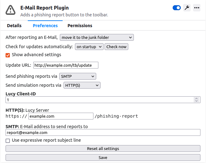 Plugin settings screenshot