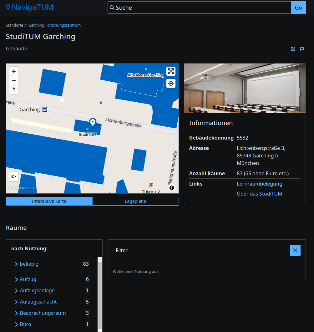 Screenshot of a building including an internal map