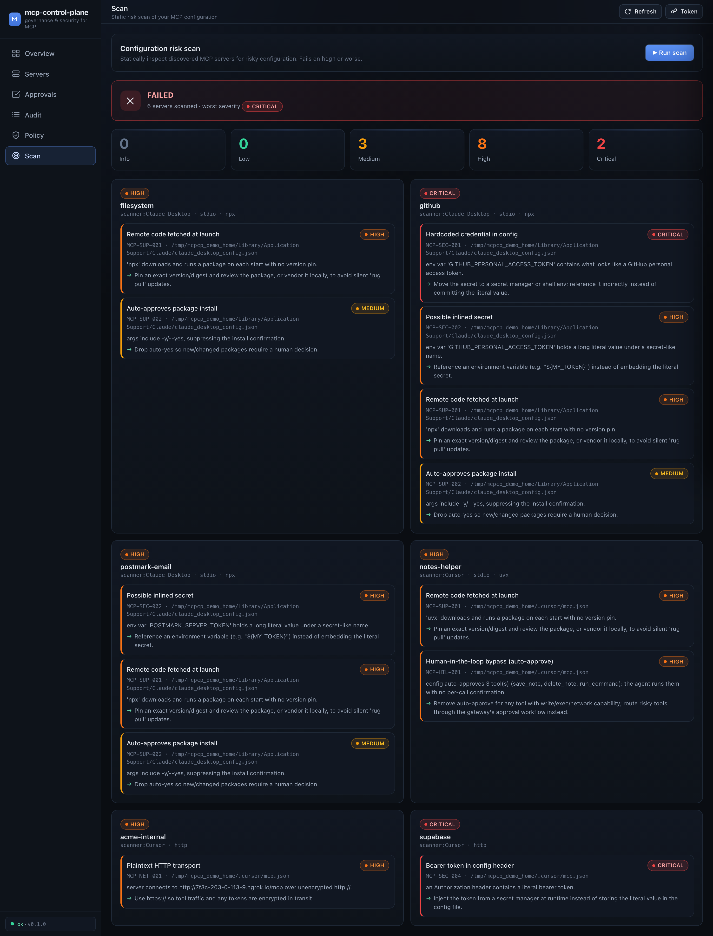 Static configuration risk scan
