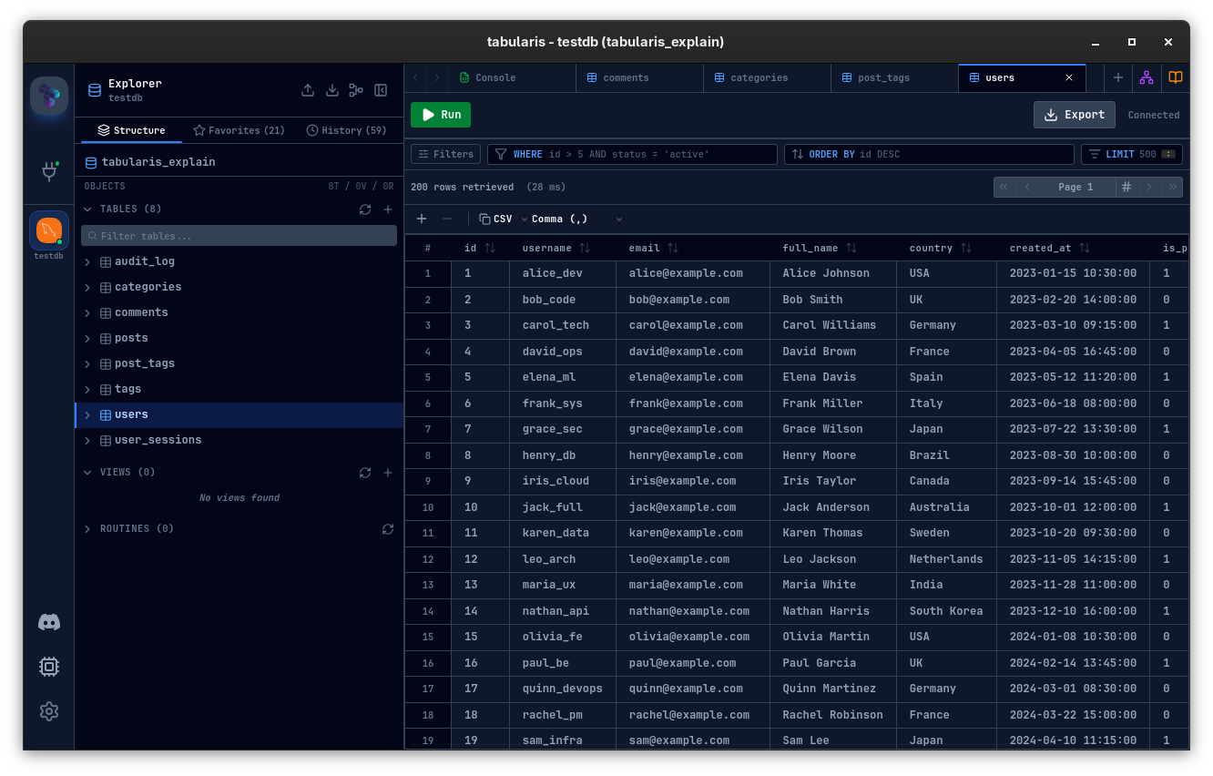 Tabularis overview