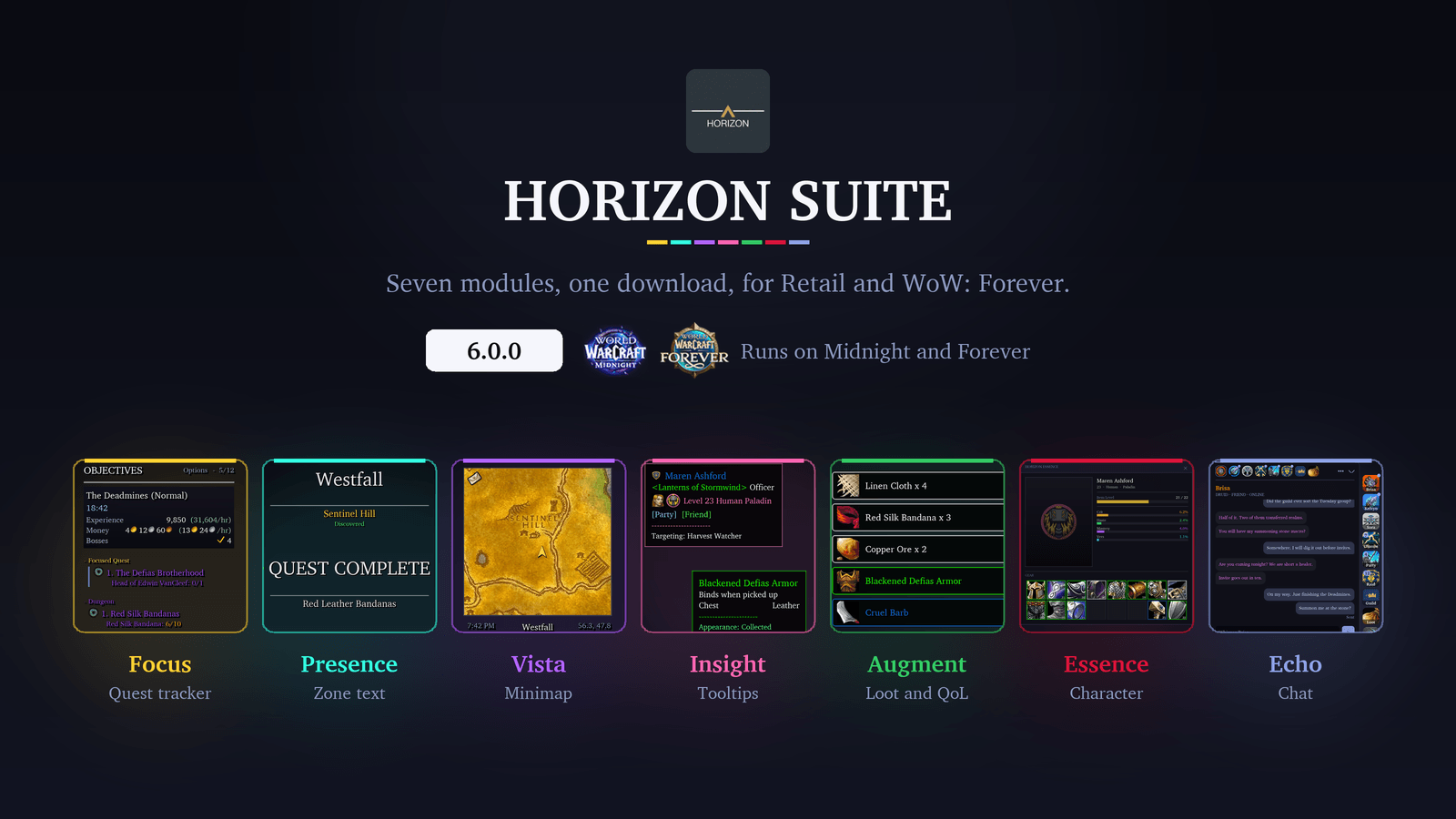 Horizon Suite: seven modules, one download, for Retail and WoW: Forever