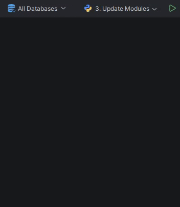 Animated demonstration of the Database Selector in Pycharm