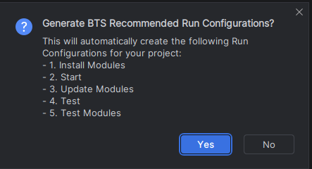 Interface for automatically generating Odoo Run Configurations in PyCharm
