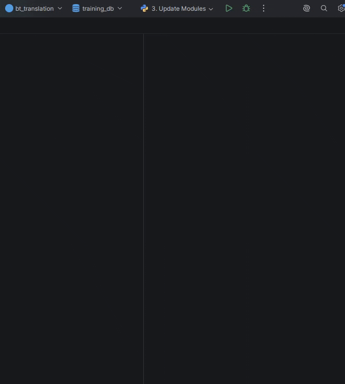 Animated demonstration of the Module Selector in Pycharm