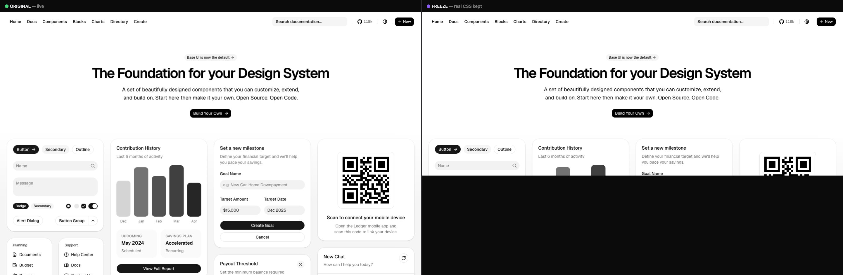 ui.shadcn.com original vs freeze