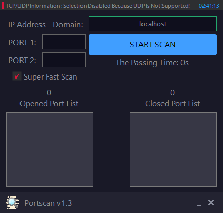 download the new version PortScan & Stuff 1.96