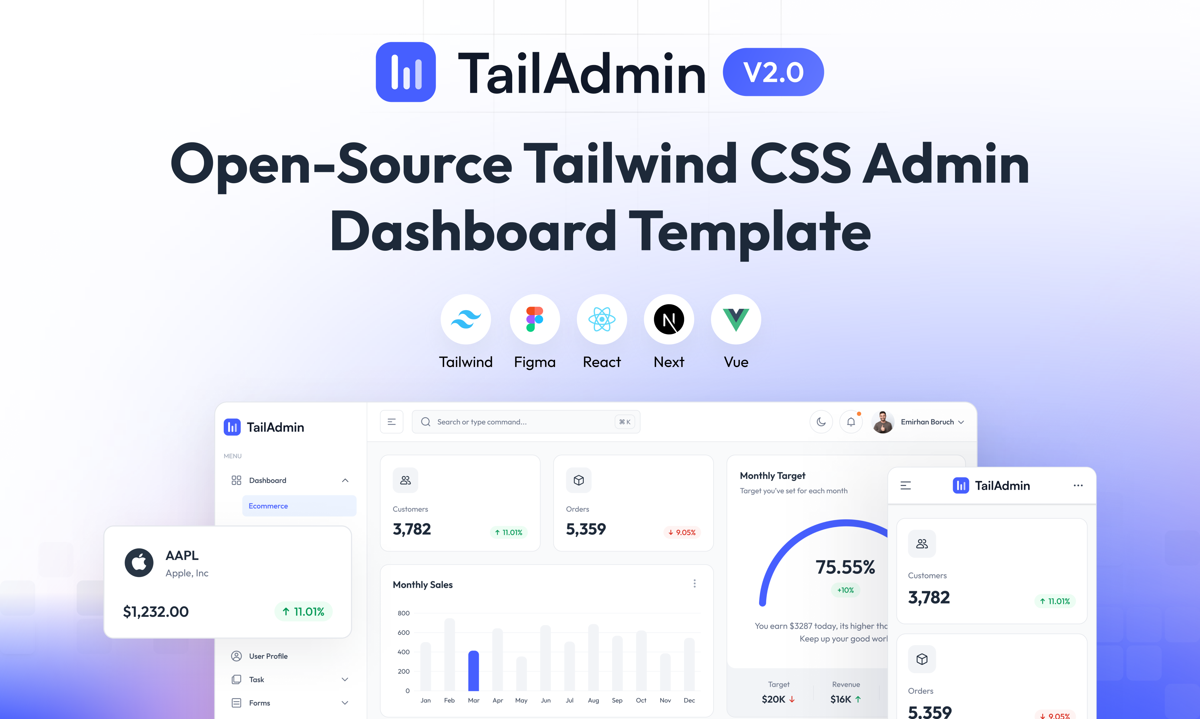 TailAdmin Vue.js Dashboard Preview