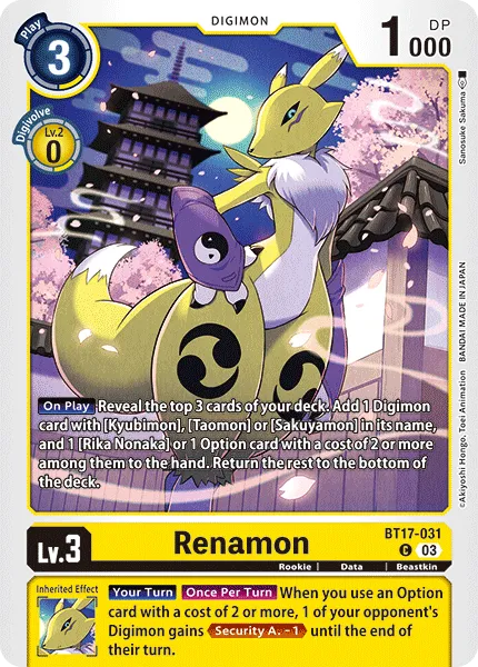 Renamon (BT17-031) card