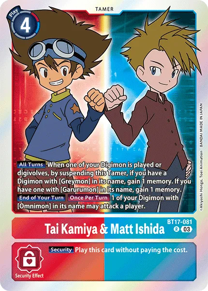 Tai Kamiya & Matt Ishida (BT17-081) card