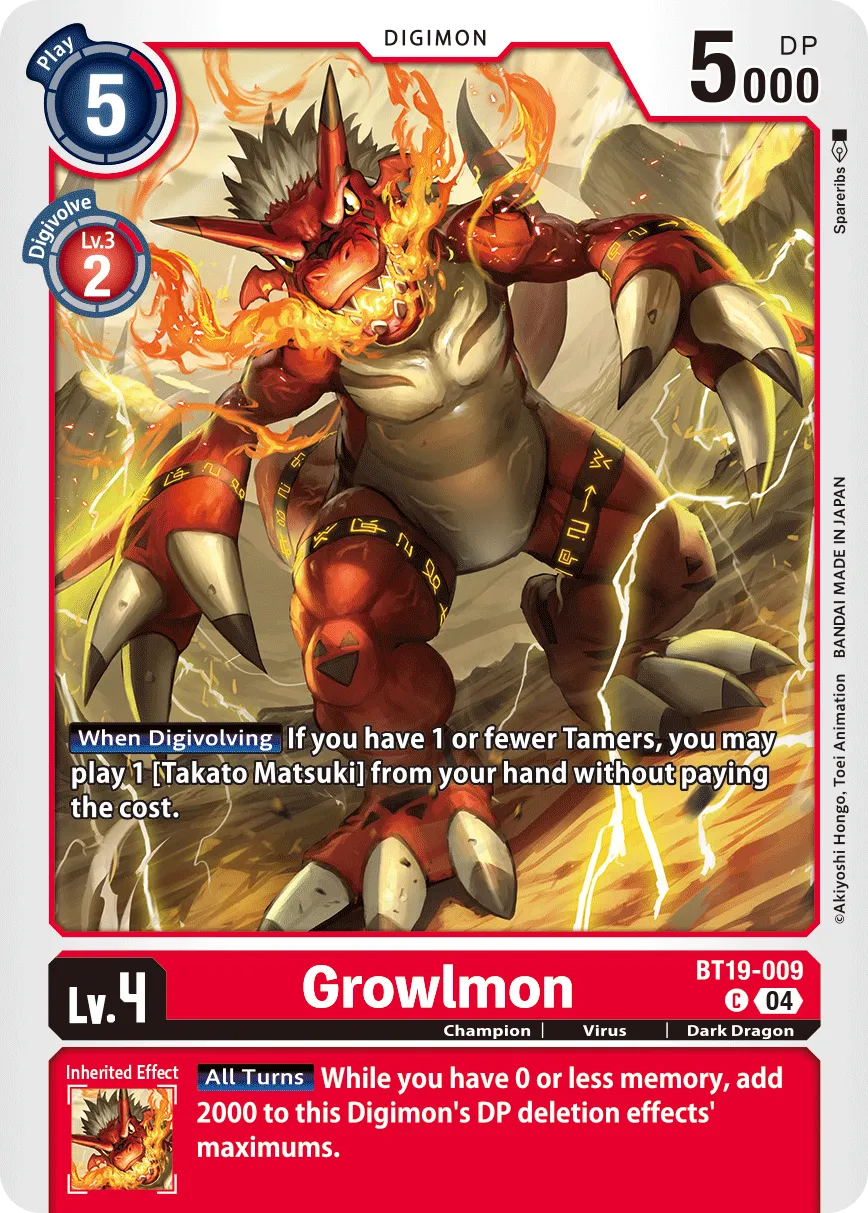 Growlmon (BT19-009) card