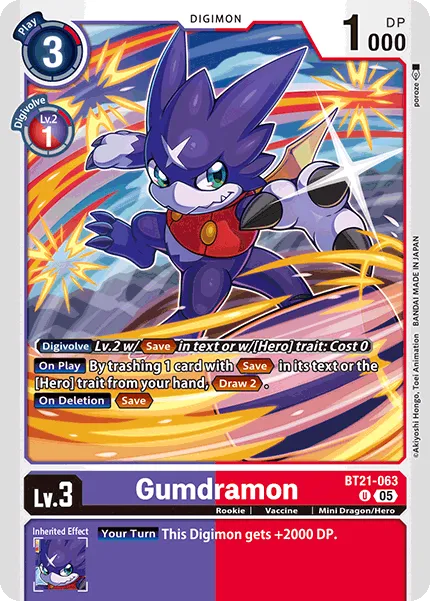 Gumdramon (BT21-063) card