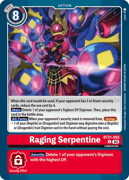 Raging Serpentine (BT21-093) card