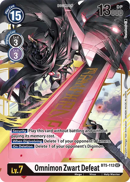 Omnimon Zwart Defeat (BT5-112) card