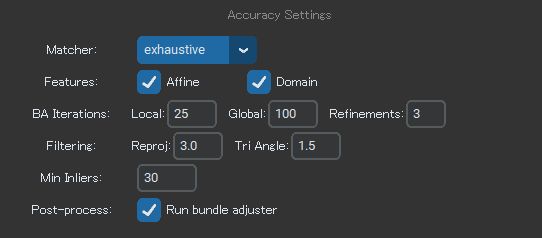 SphereSFM の詳細設定例