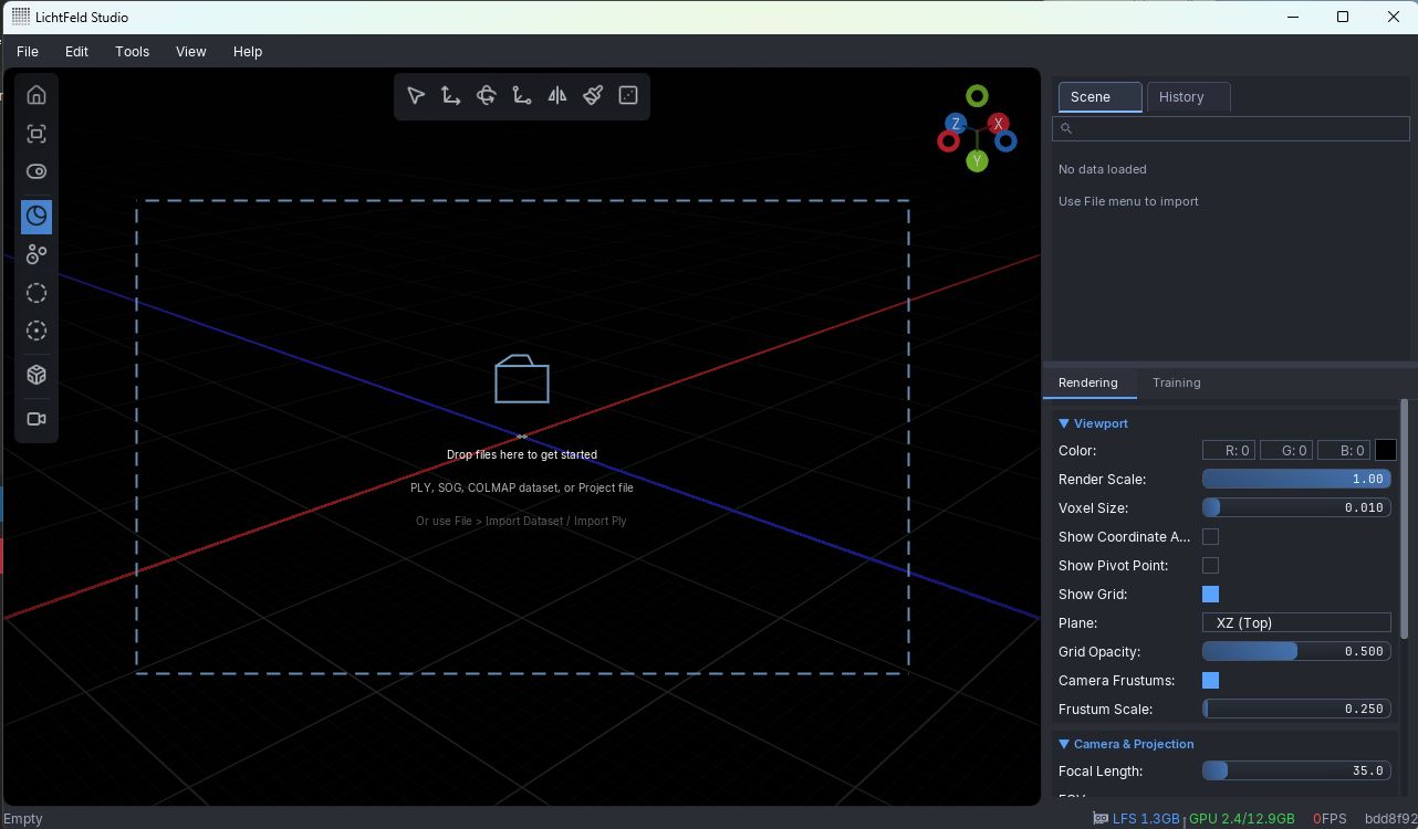 LichtFeld Studio の起動画面