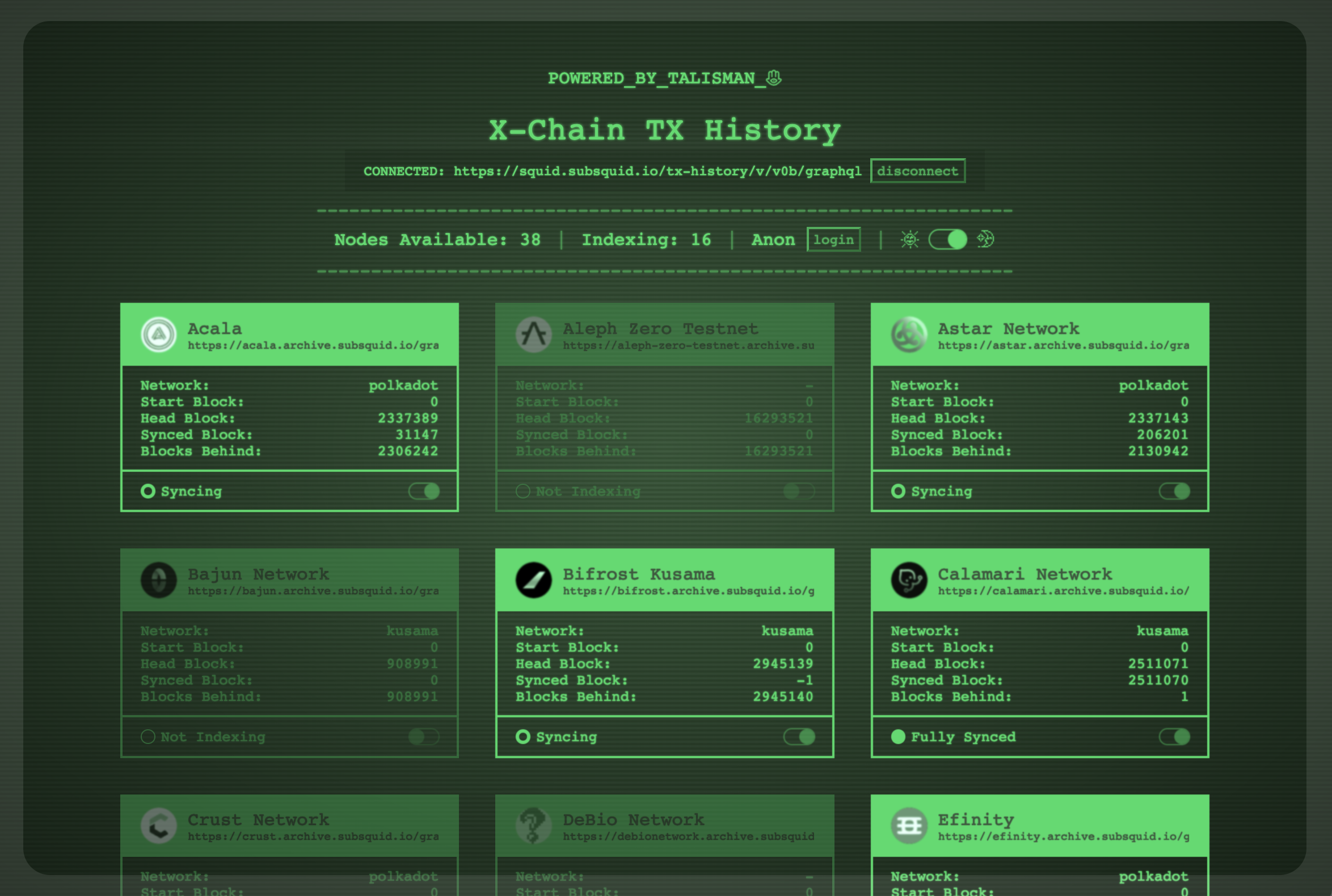 TX history UI