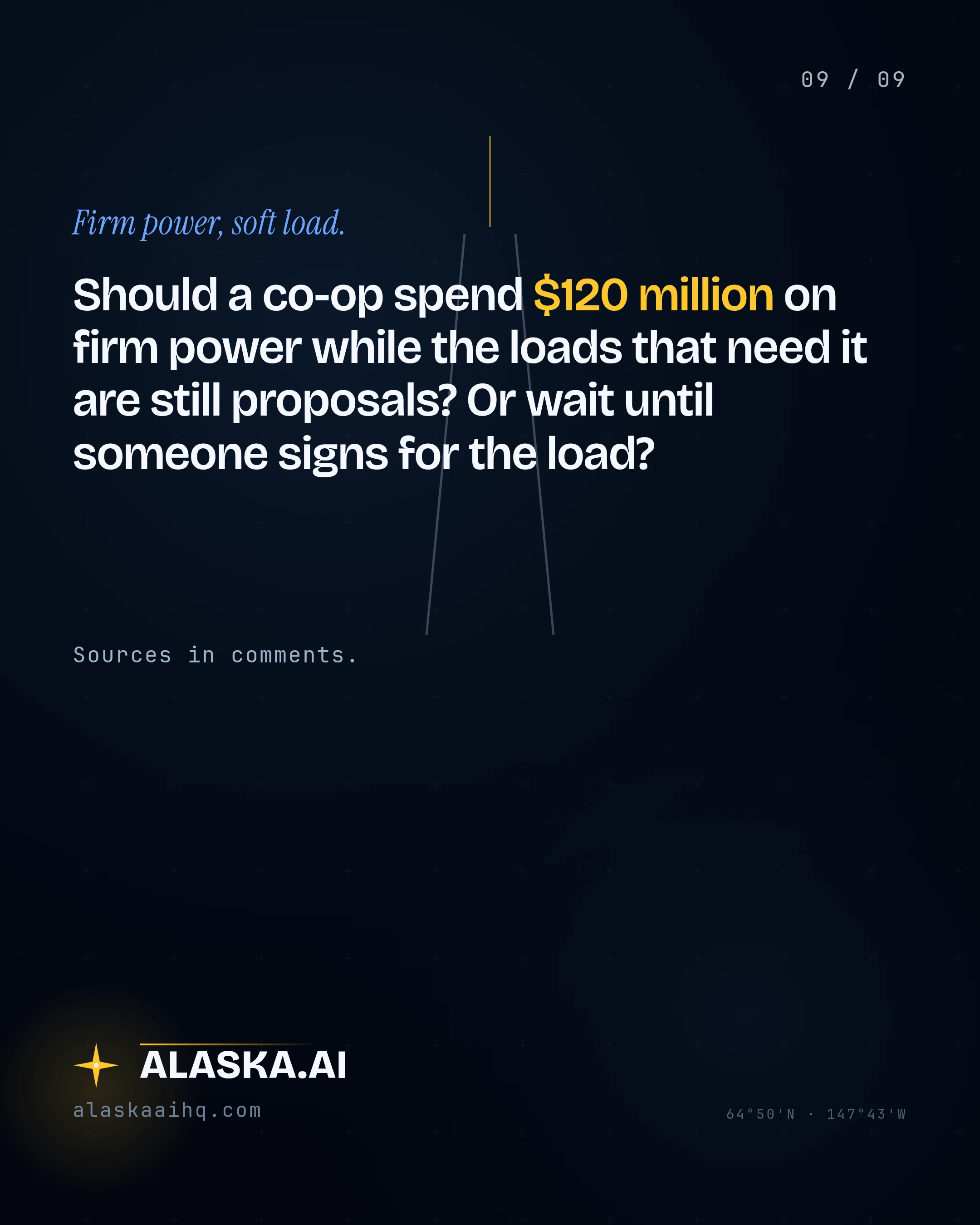 Should a co-op spend $120 million on firm power while the loads that need it are still proposals? Or wait until someone signs for the load?