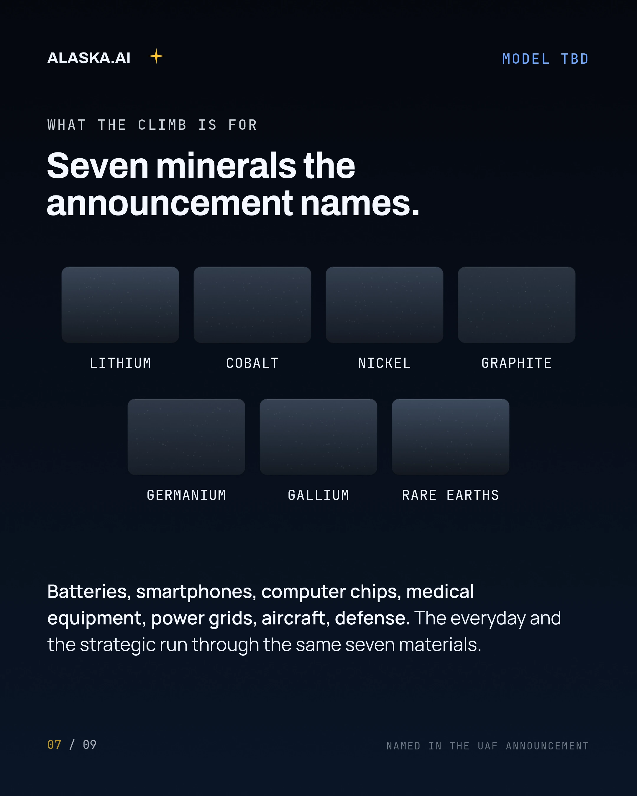 Seven minerals the announcement names