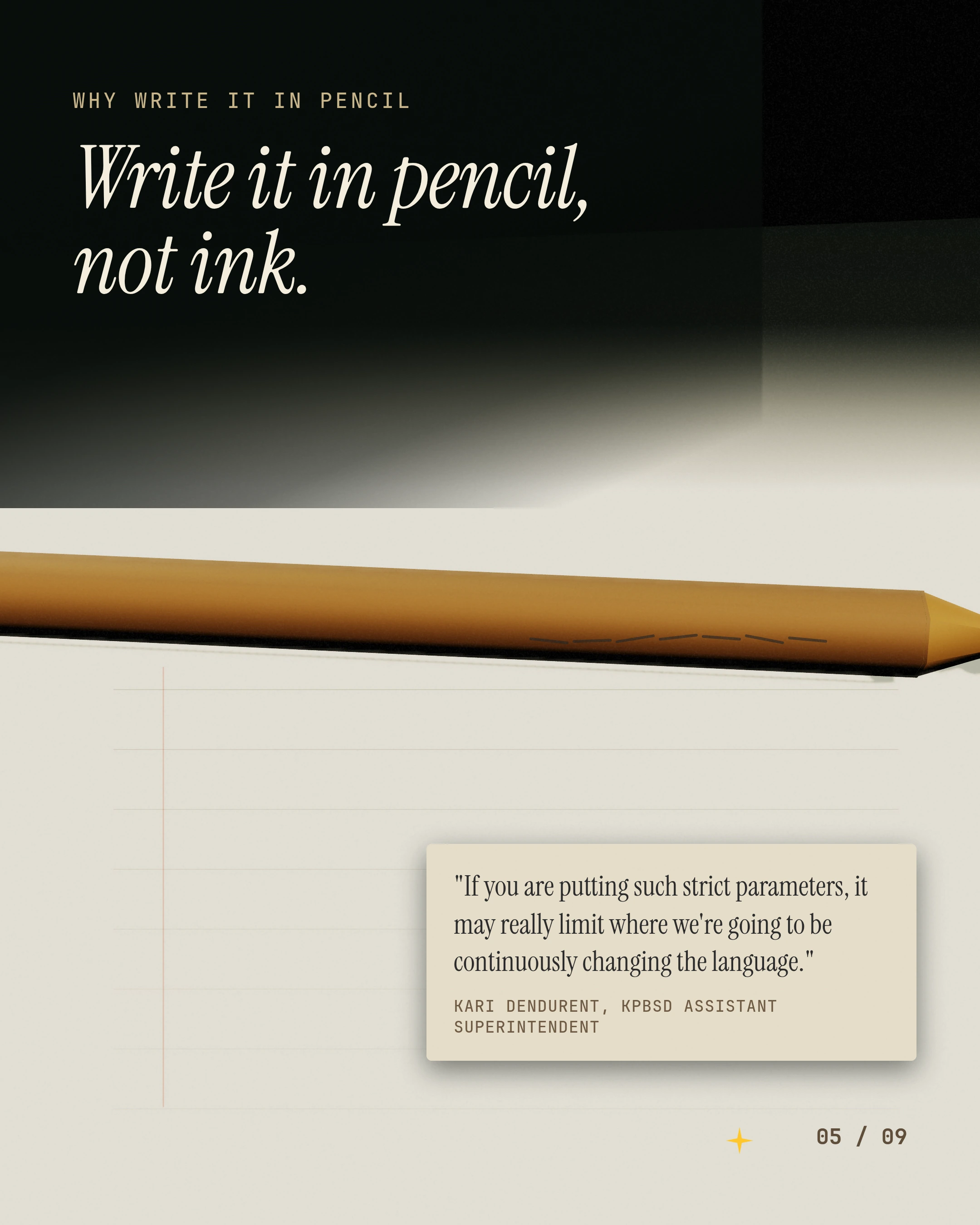 Write it in pencil, not ink