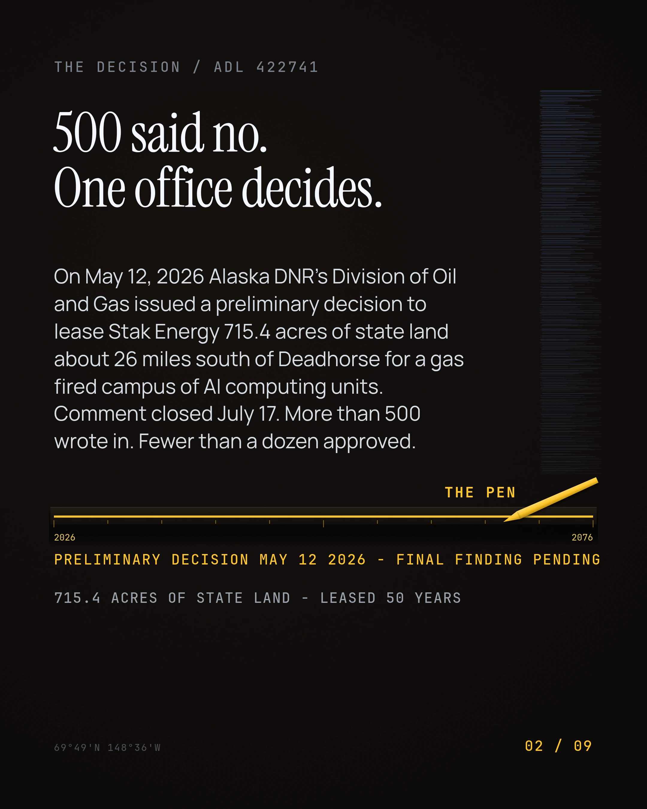 500 said no. One office decides