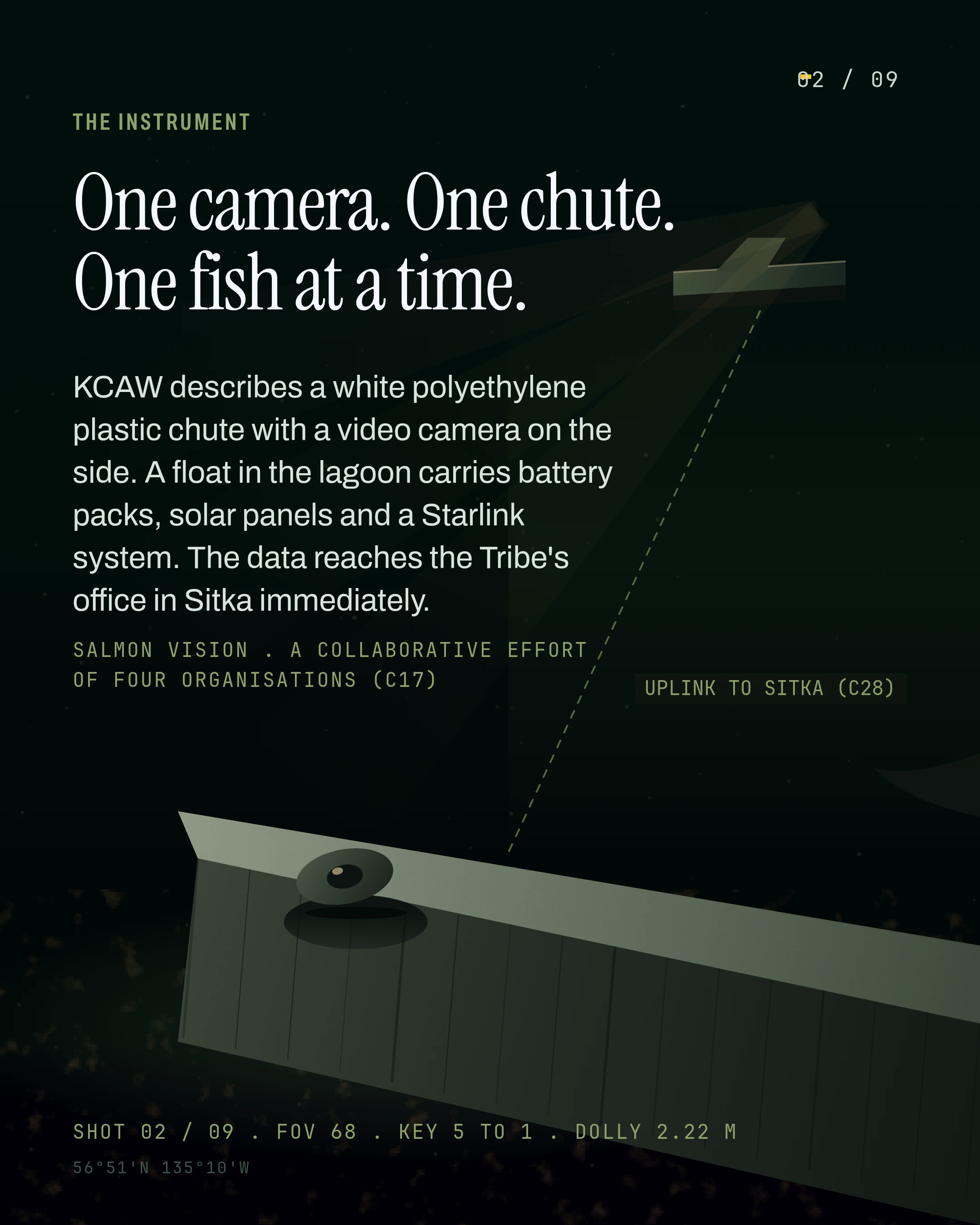 One camera. One chute. One fish at a time