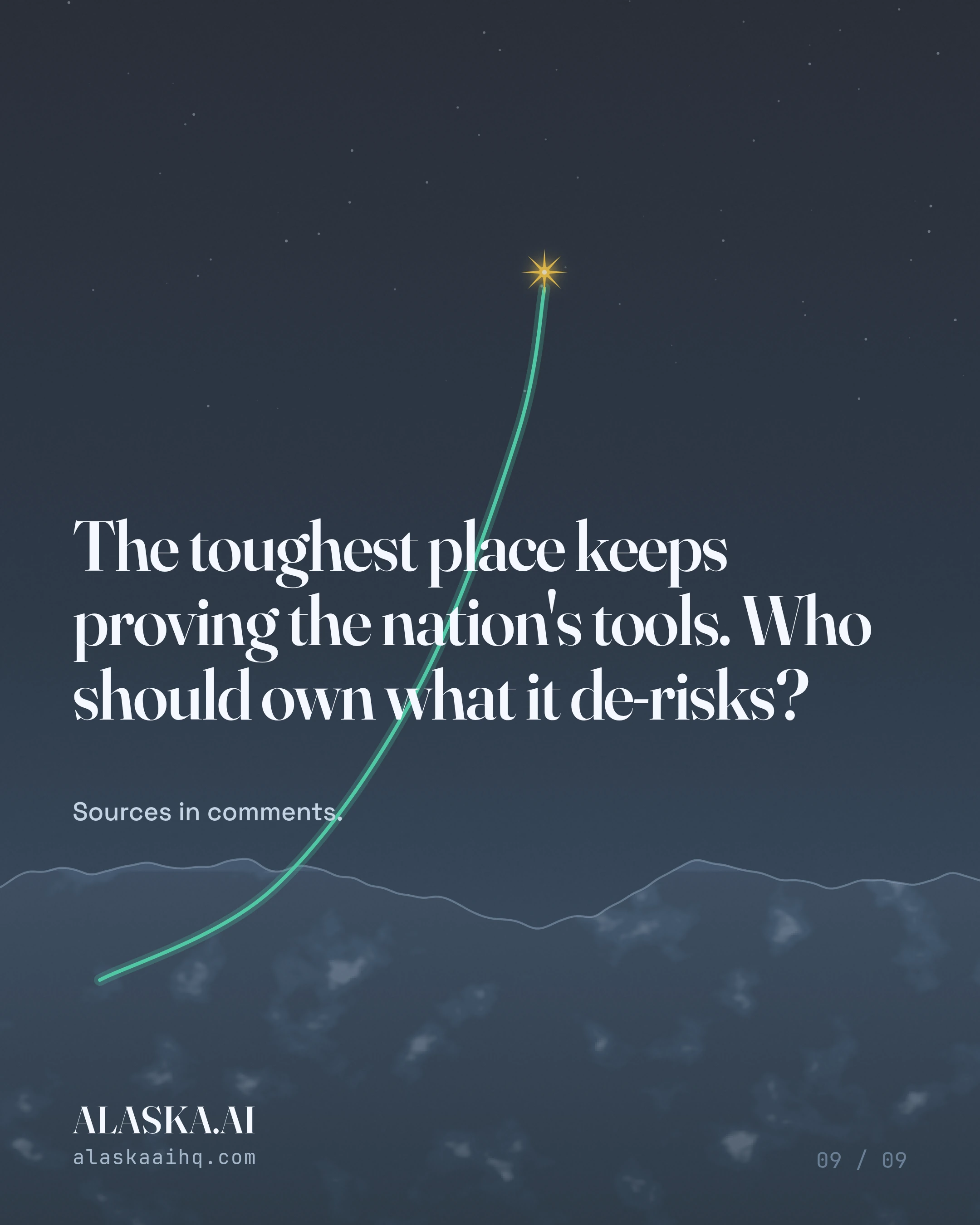 The toughest place keeps proving the nation's tools. Who should own what it de-risks?. Sources in comments