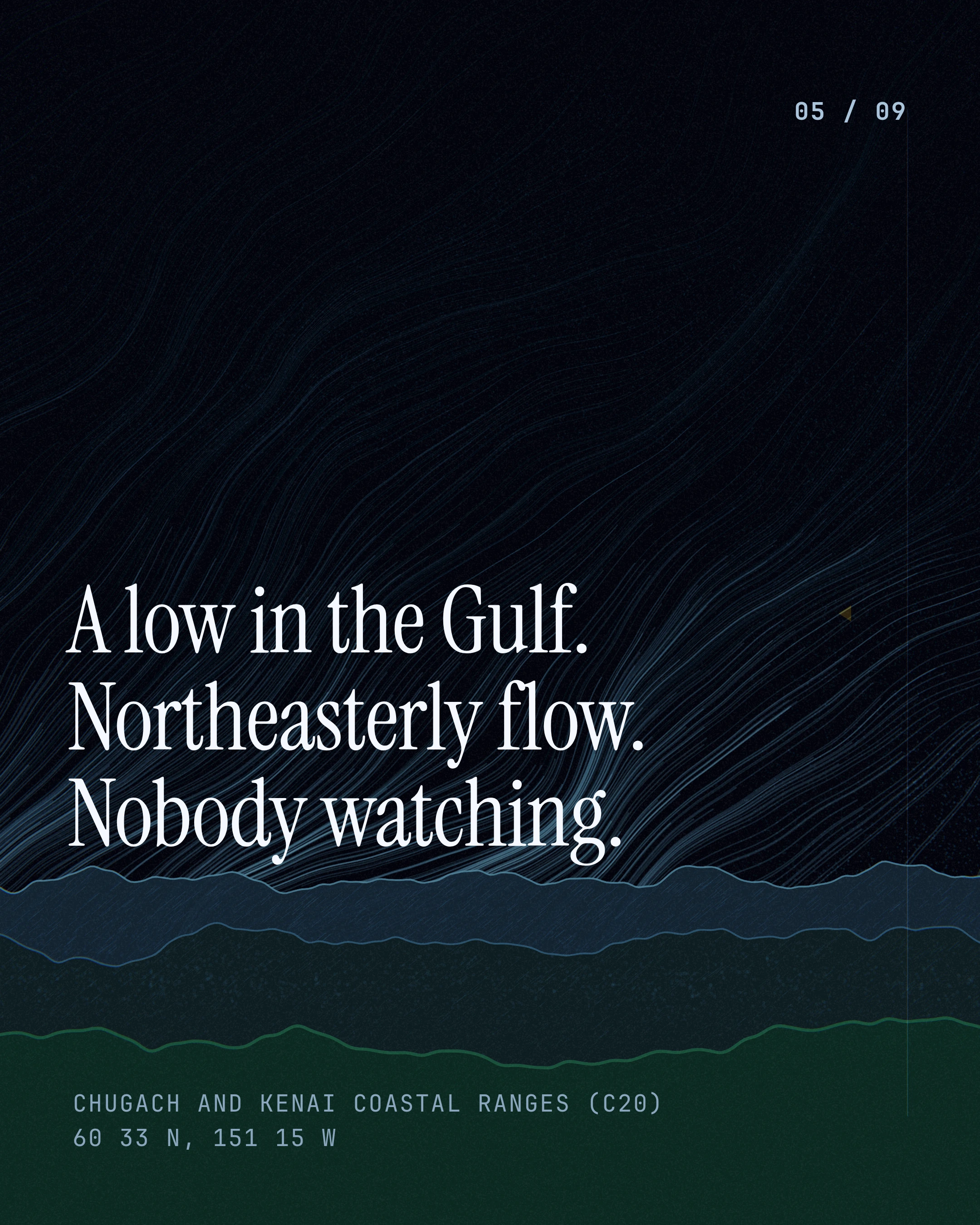 A low in the Gulf. Northeasterly flow. Nobody watching