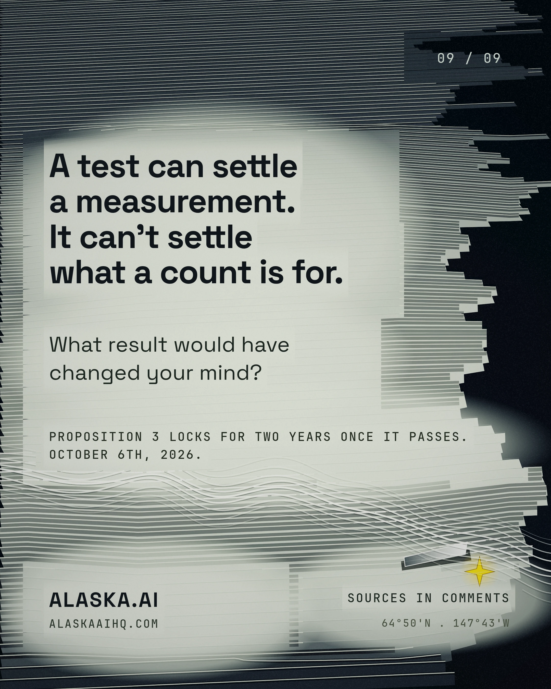 A test can settle a measurement. It can't settle what a count is for. What result would have changed your mind?