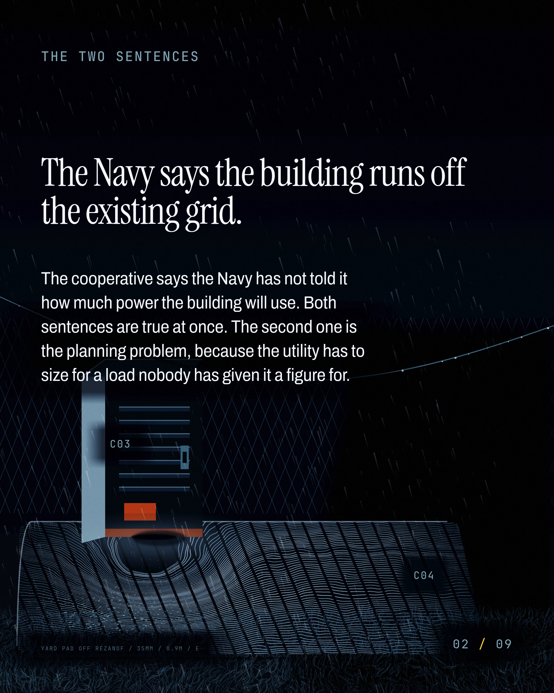 The Navy says the building runs off the existing grid