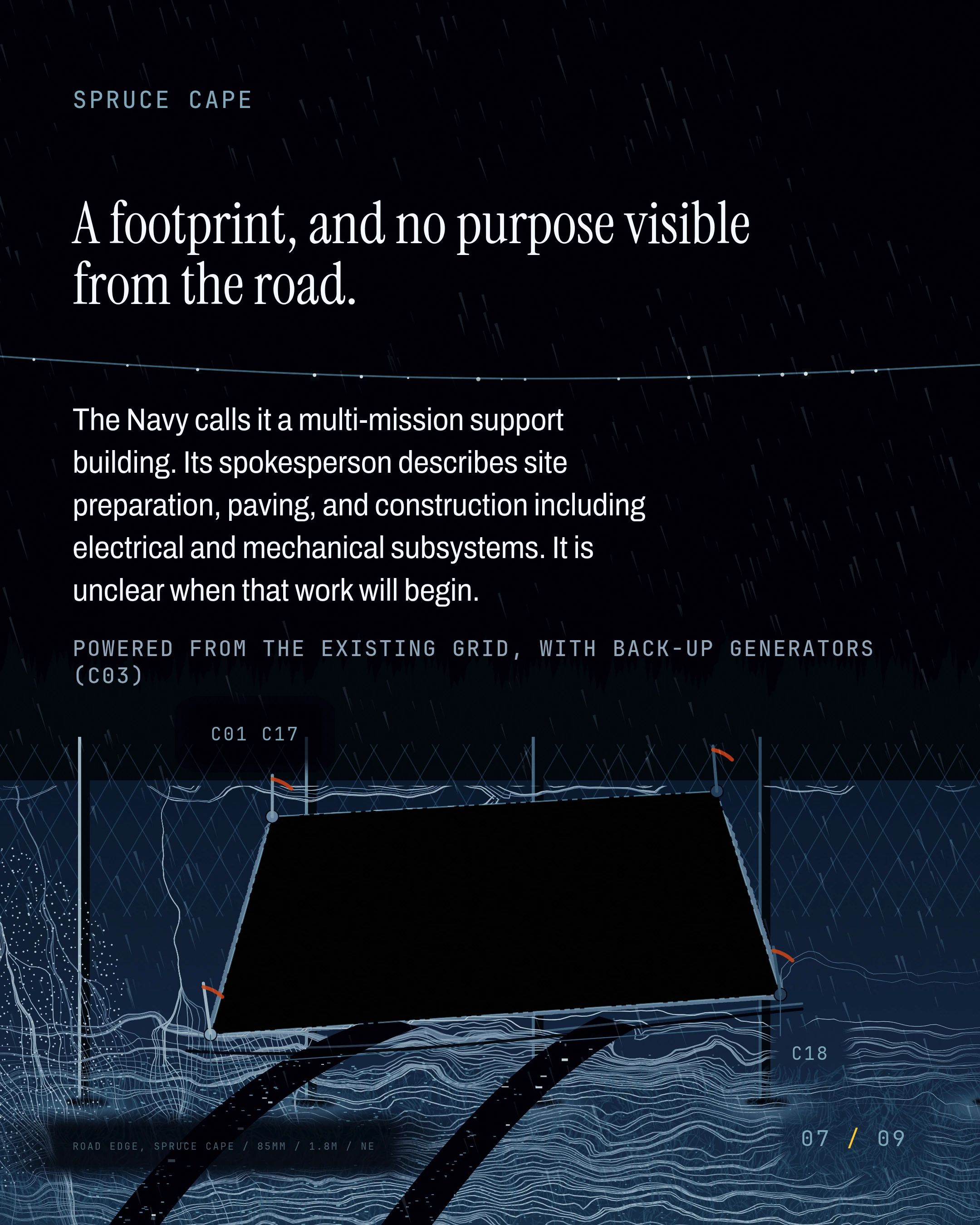 A footprint, and no purpose visible from the road