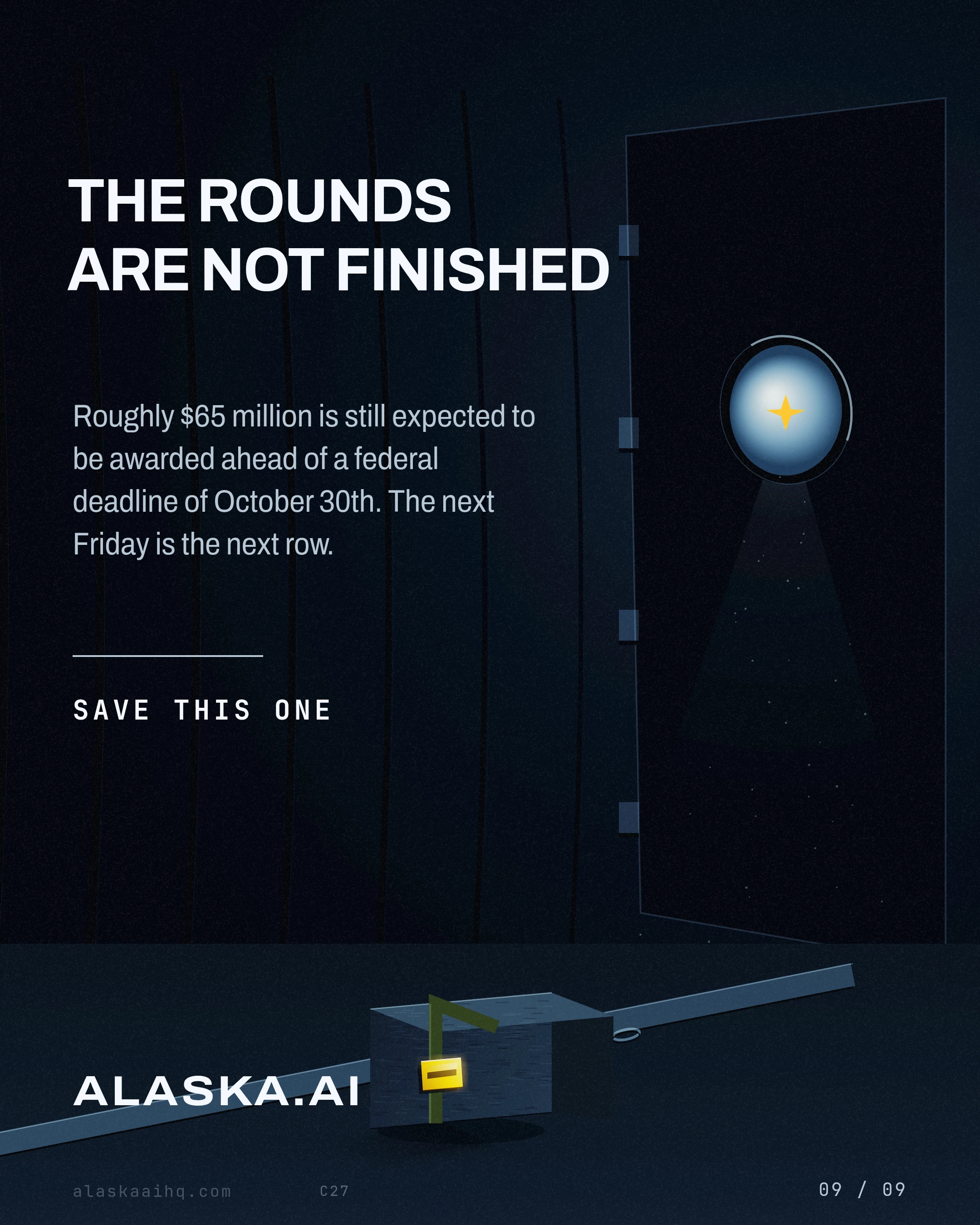 THE ROUNDS ARE NOT FINISHED. Roughly $65 million is still expected to be awarded ahead of a federal deadline of October 30th. The next Friday is the next row