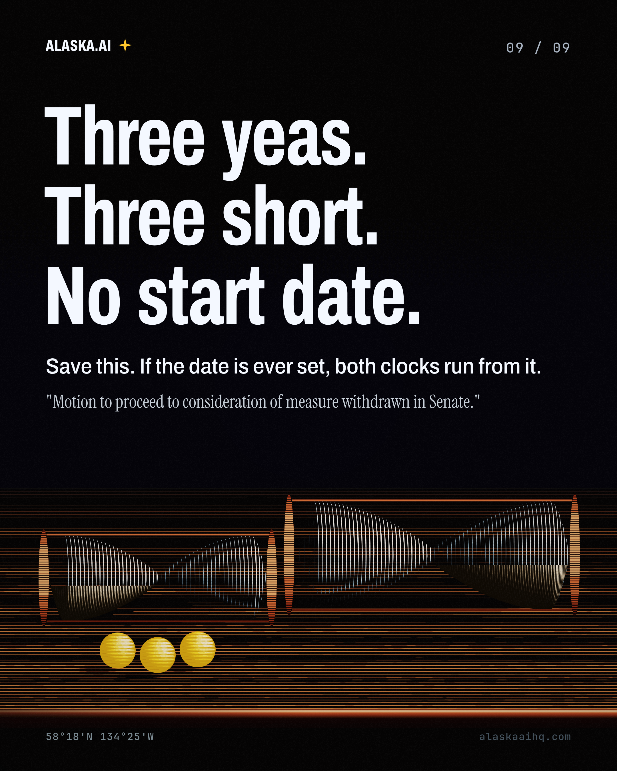 Three yeas. Three short. No start date. Save this. If the date is ever set, both clocks run from it