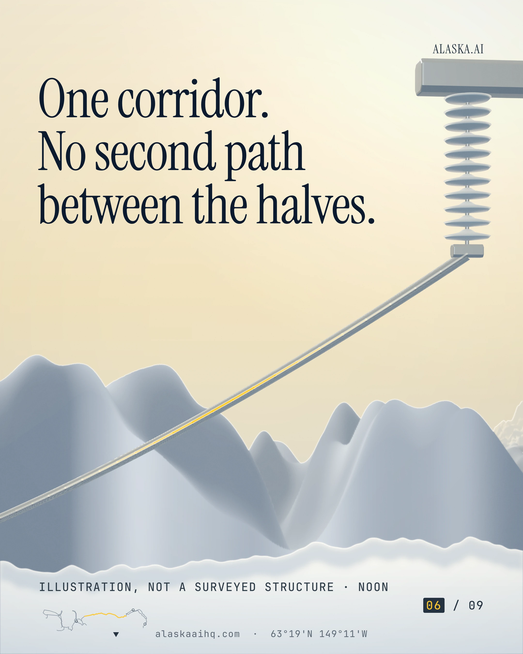 One corridor. No second path between the halves