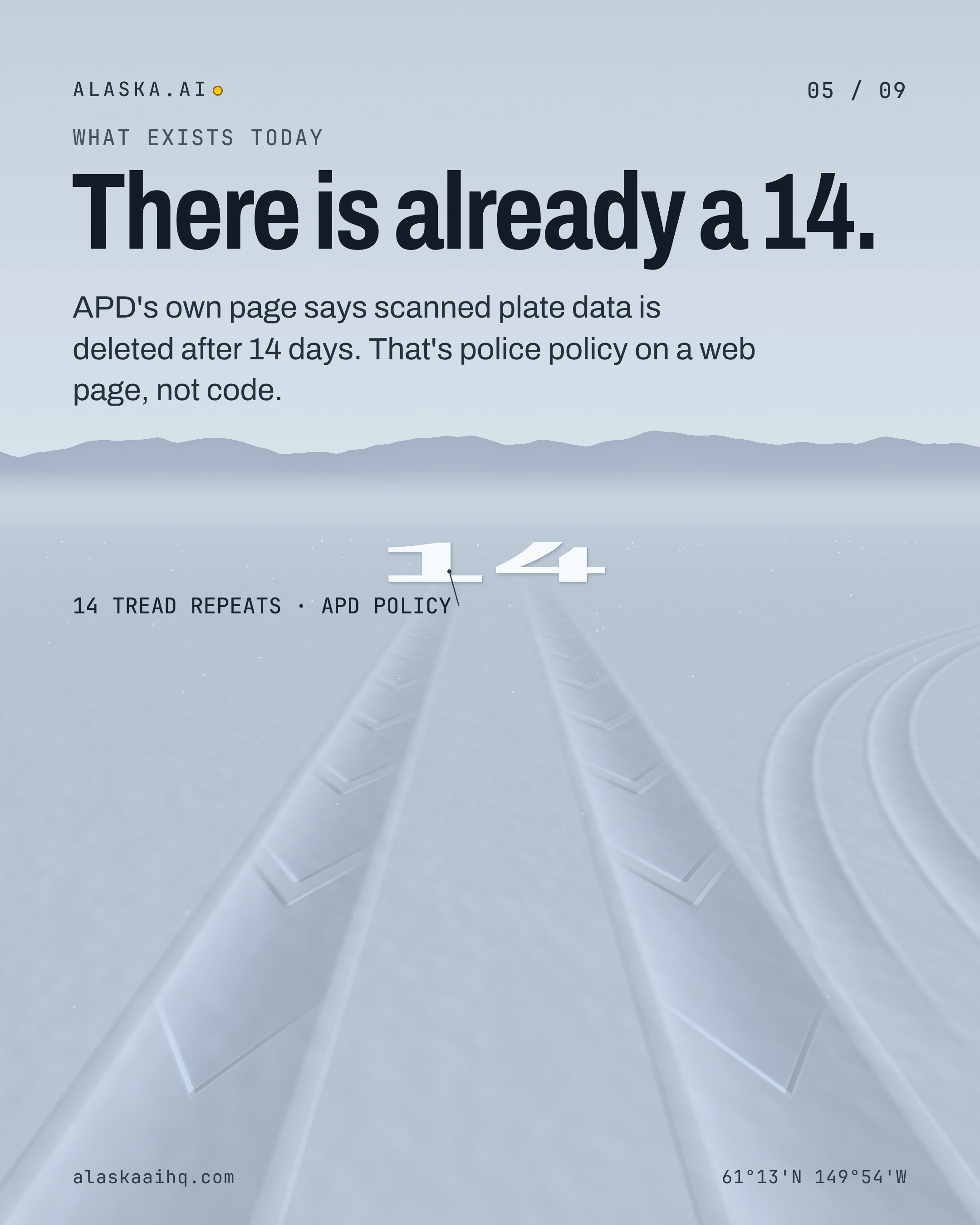 There is already a 14. APD's own page says scanned plate data is deleted after 14 days. That's police policy on a web page, not code