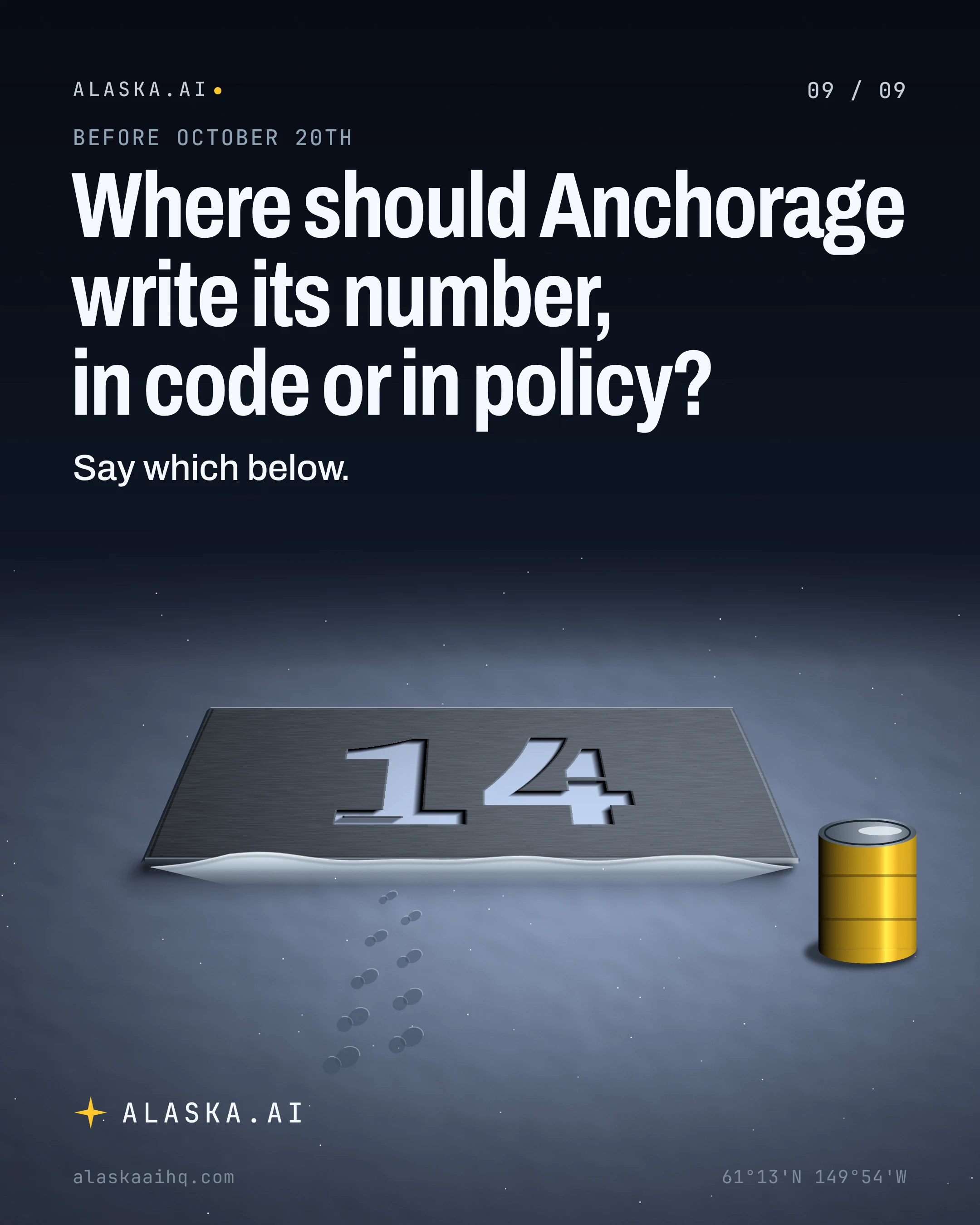 Where should Anchorage write its number, in code or in policy?. Say which below