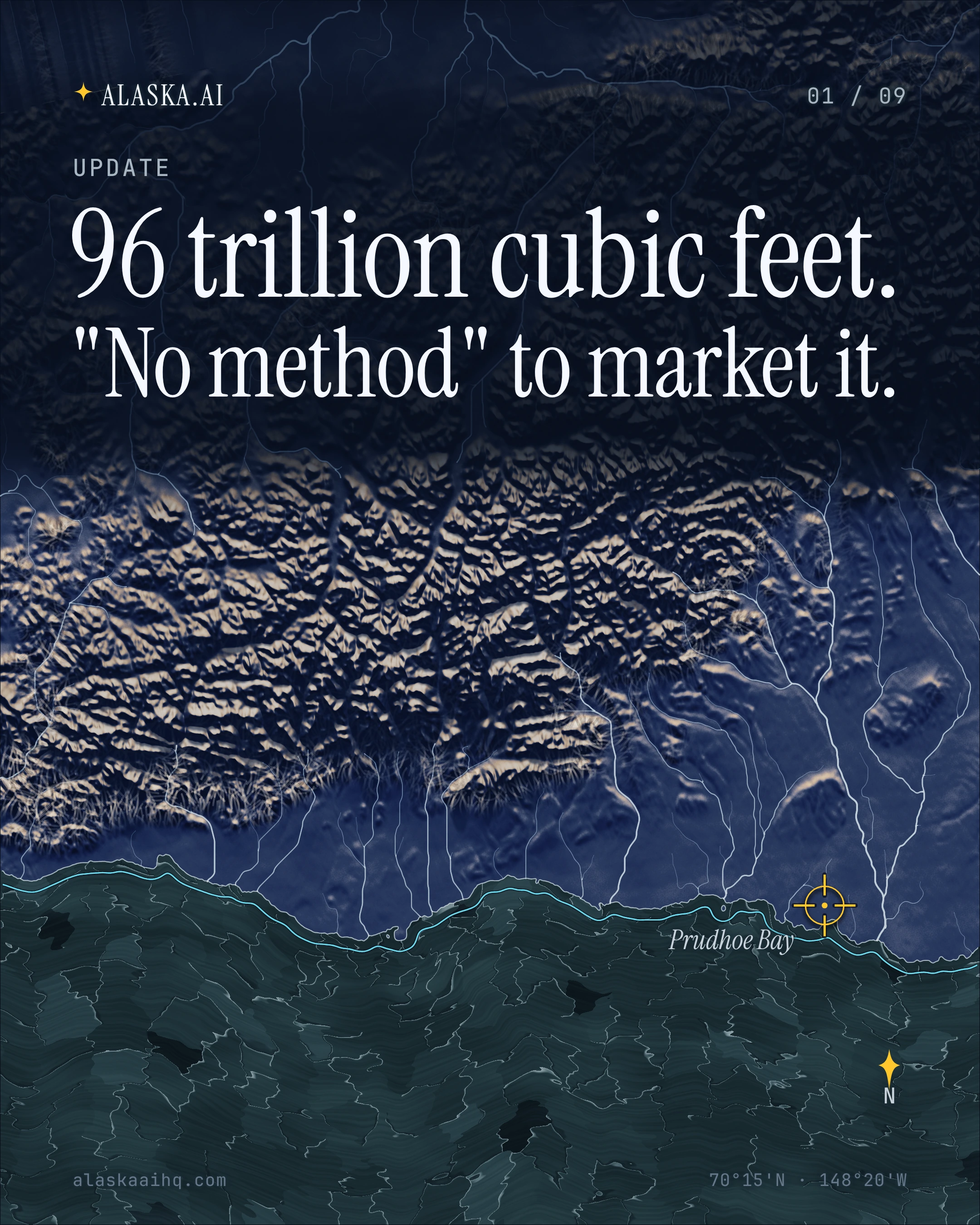 96 trillion cubic feet. "No method" to market it