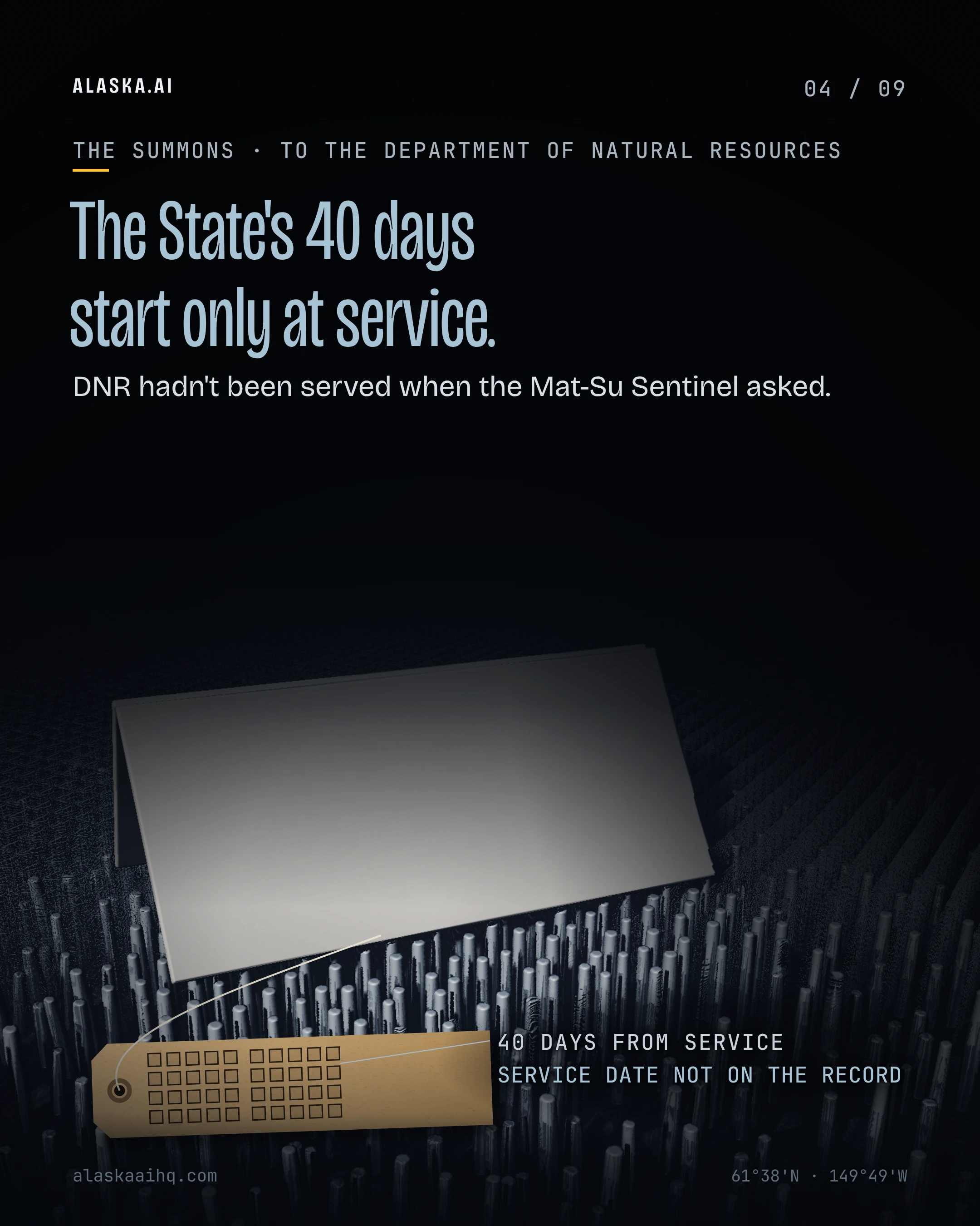 The State's 40 days start only at service. DNR hadn't been served when the Mat-Su Sentinel asked