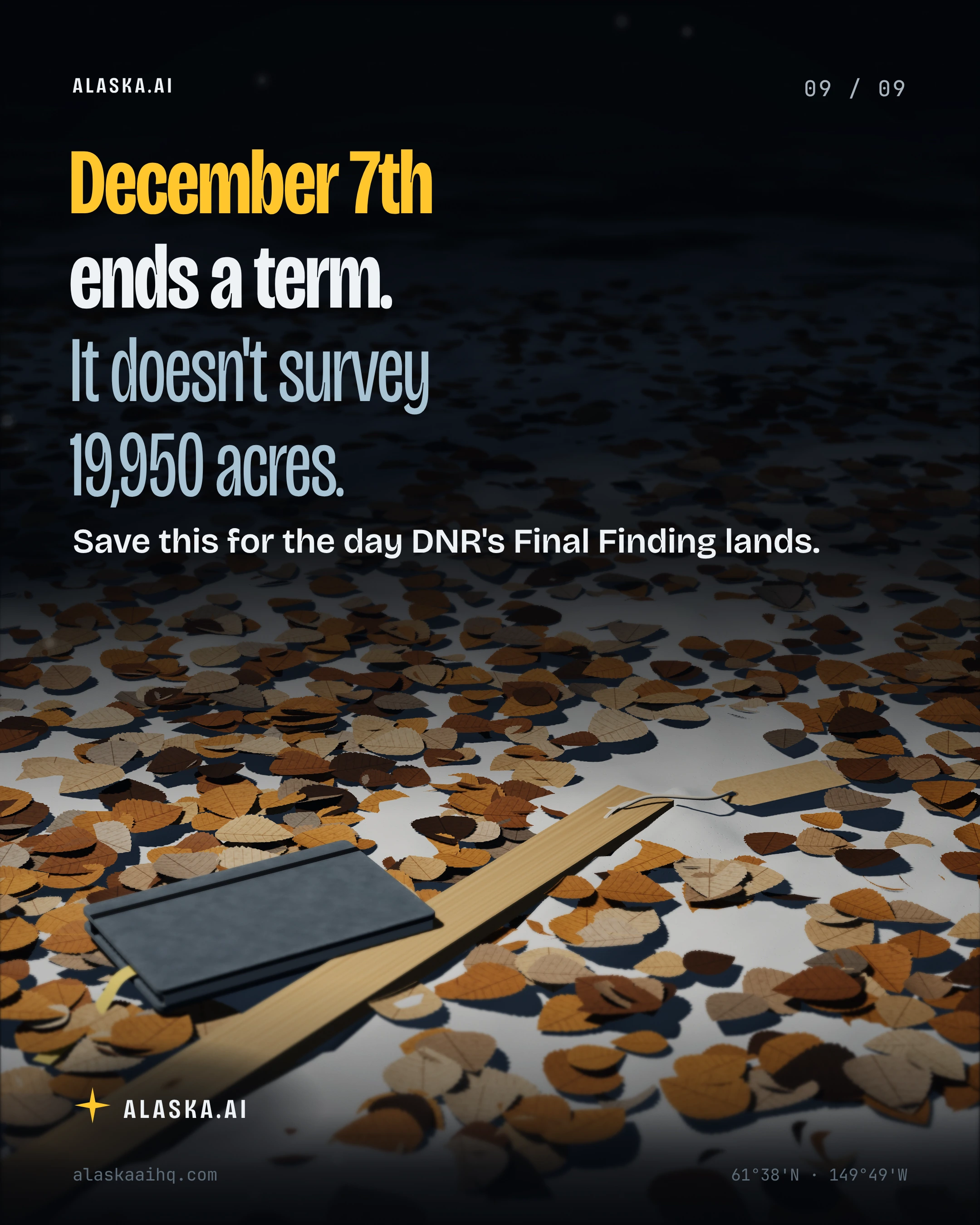 December 7th ends a term. It doesn't survey 19,950 acres. Save this for the day DNR's Final Finding lands