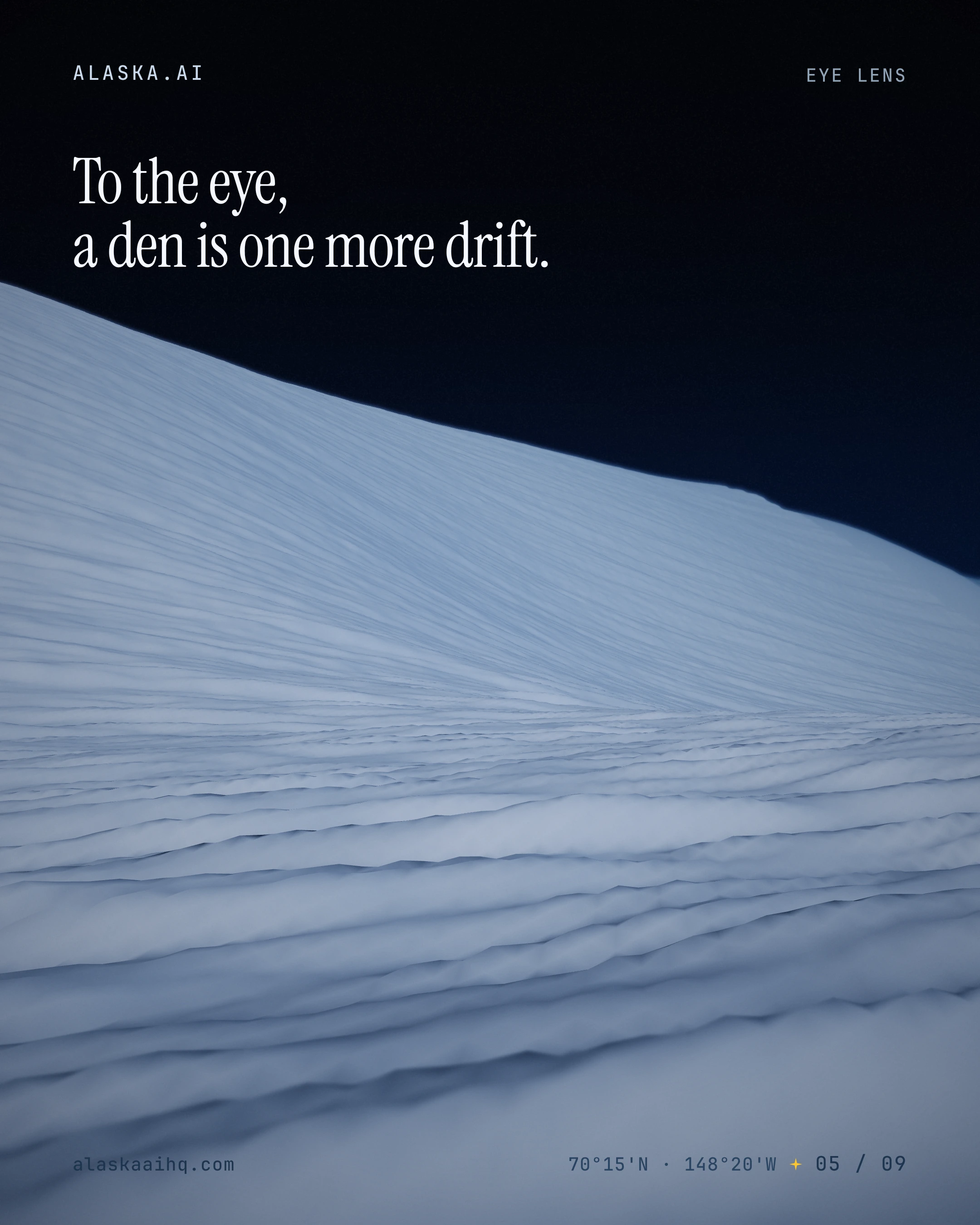 To the eye, a den is one more drift