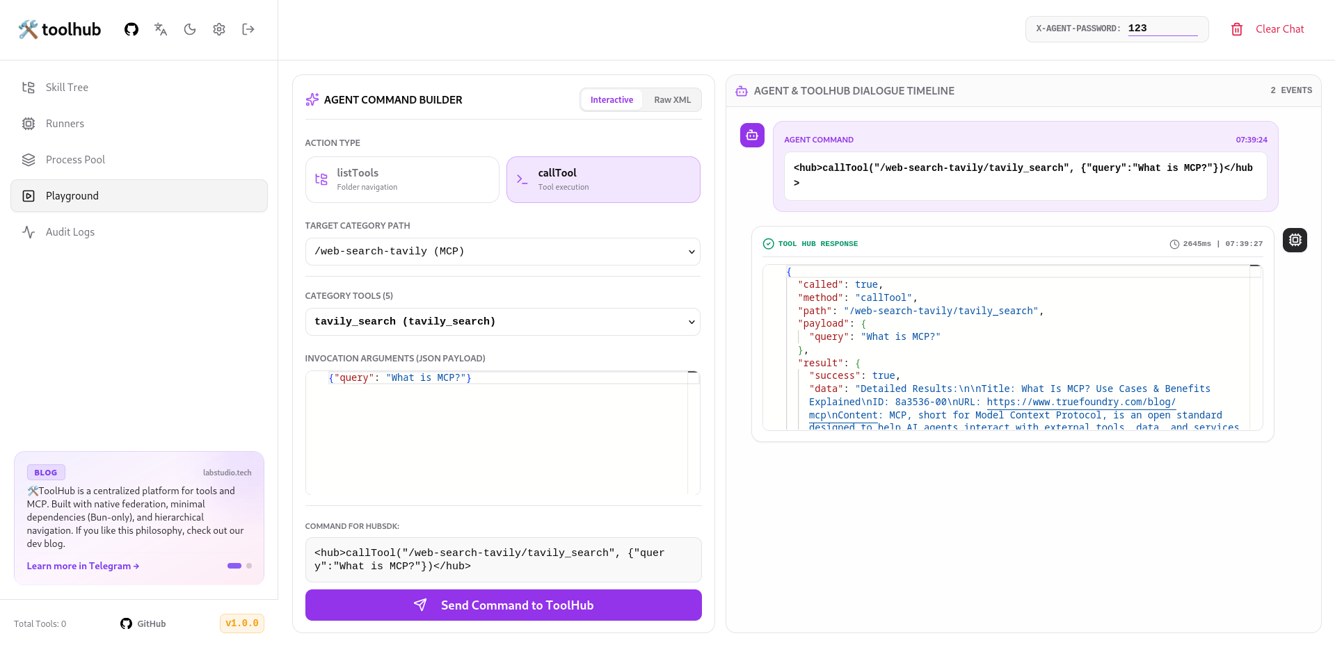 ToolHub Agent Playground