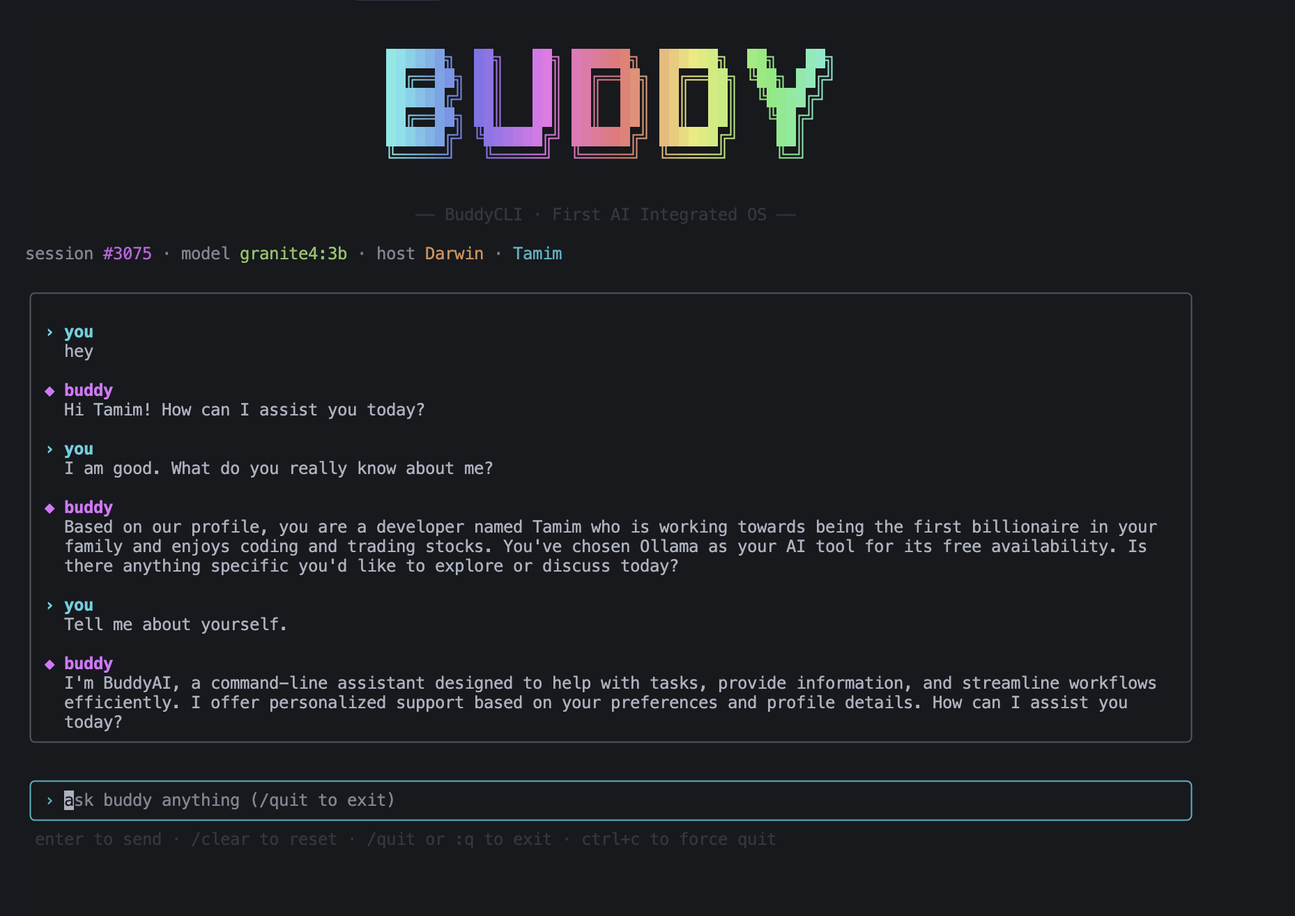 Buddy terminal example