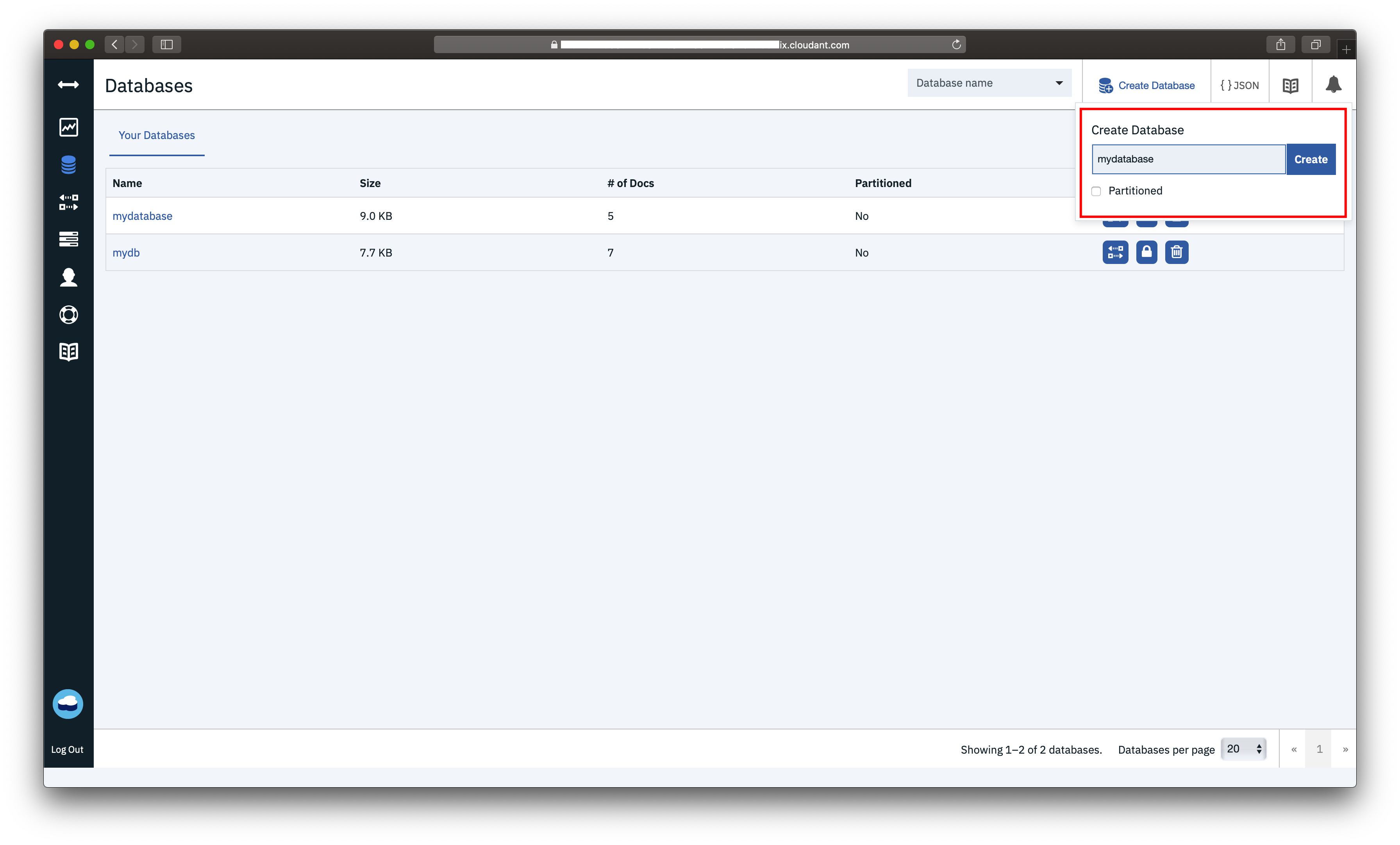 Create Database in Cloudant NoSQL DB