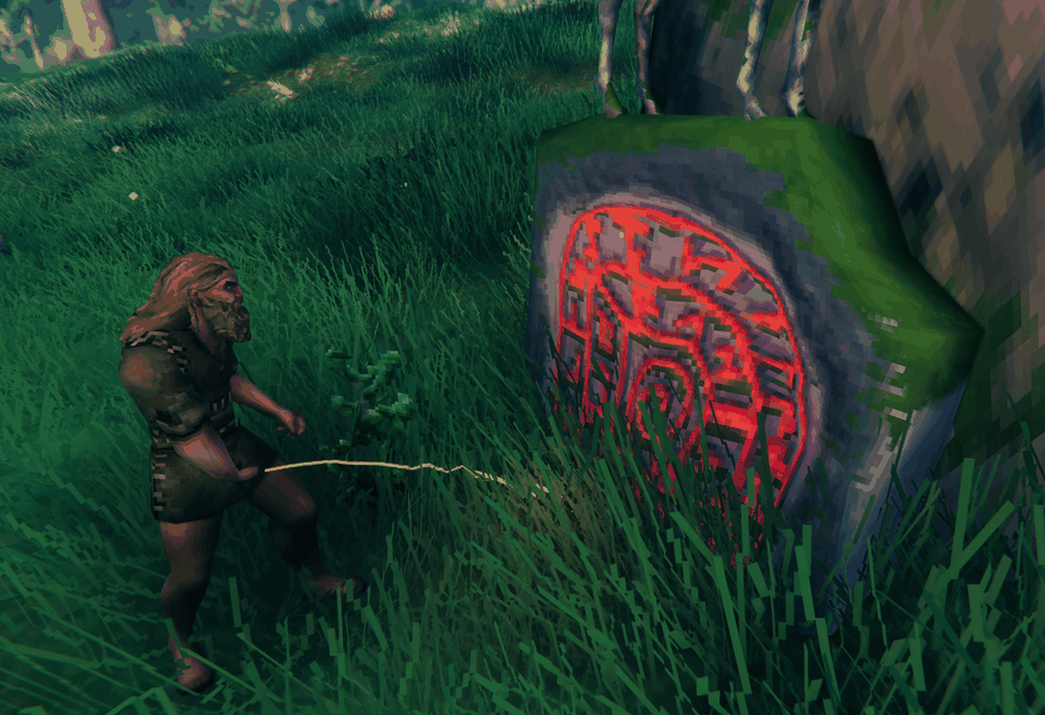 Peeing on a runestone