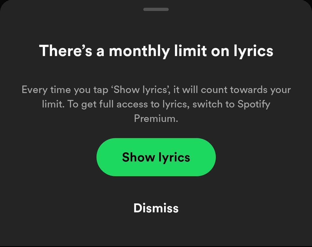 Monthly lyrics limit