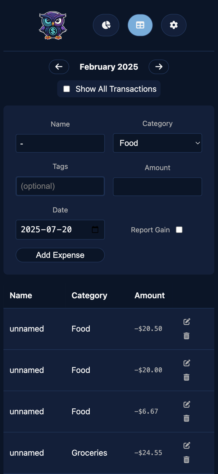 Mobile Dashboard Dark