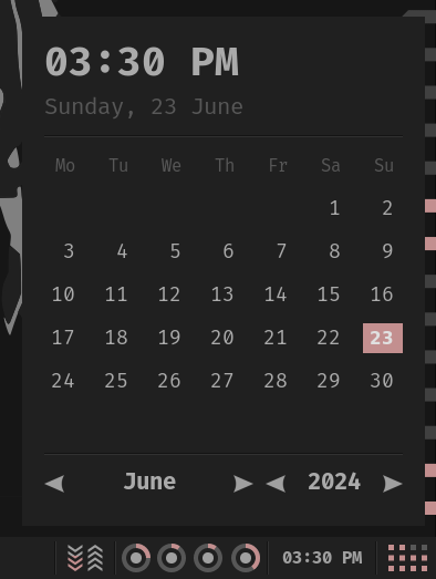 Time-Calendar bottom bar widget