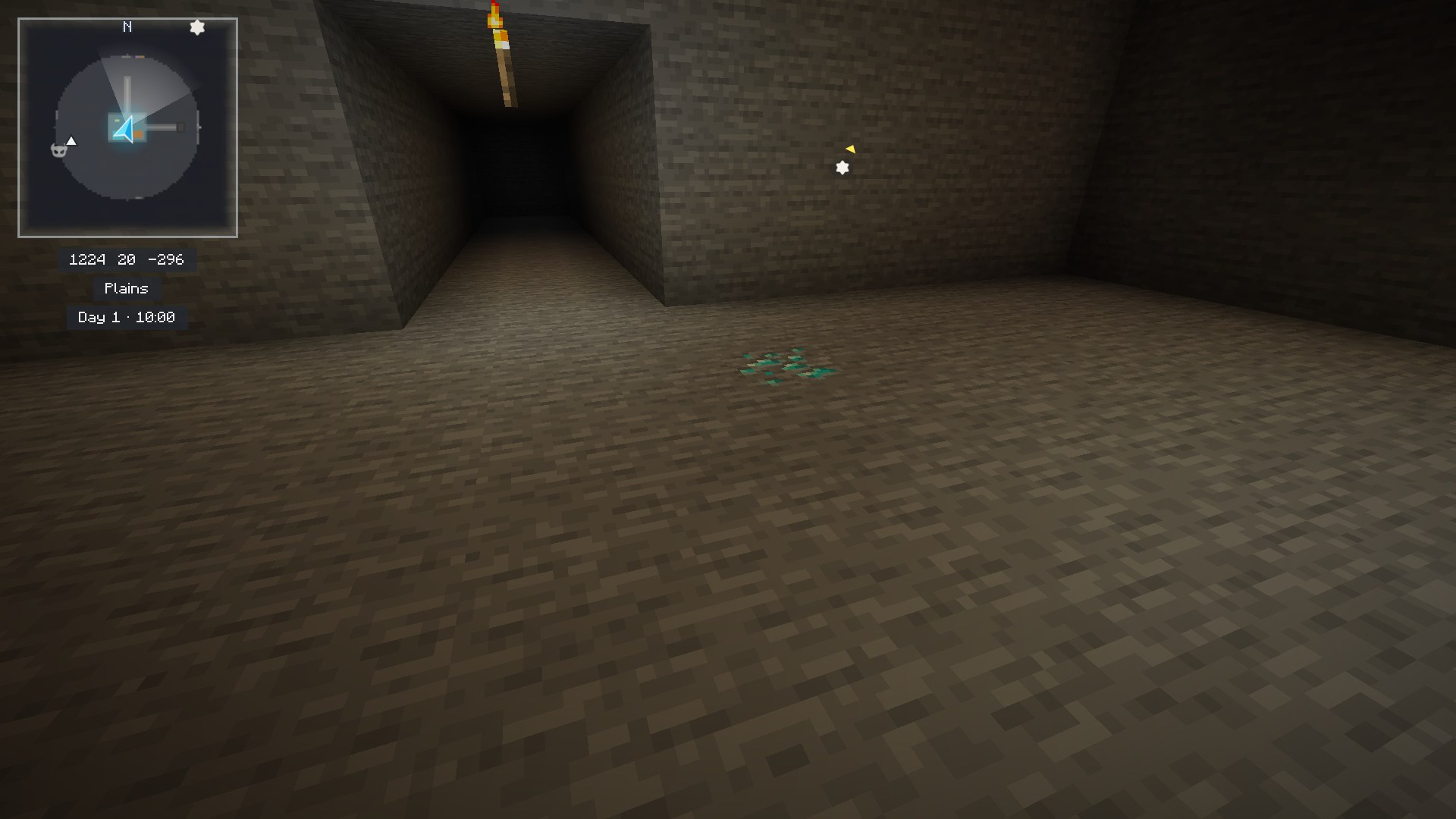 The minimap switches to your cave layer